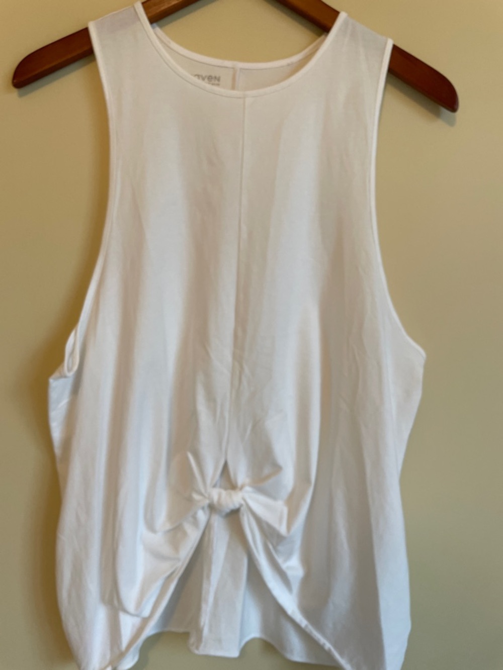 Haven Well Within Casual White Tank with Front Knot Detail